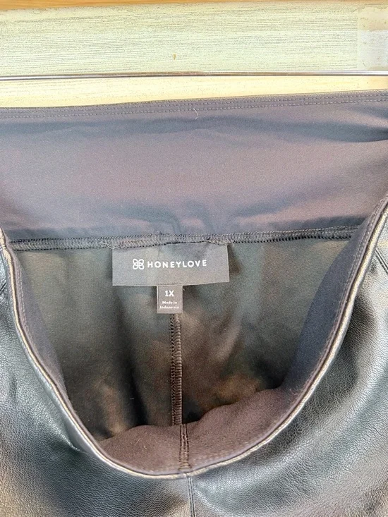 Honeylove Vegan Leather Leggings 1X Black Sculpting High Rise Core Athleisure - Picture 14 of 15